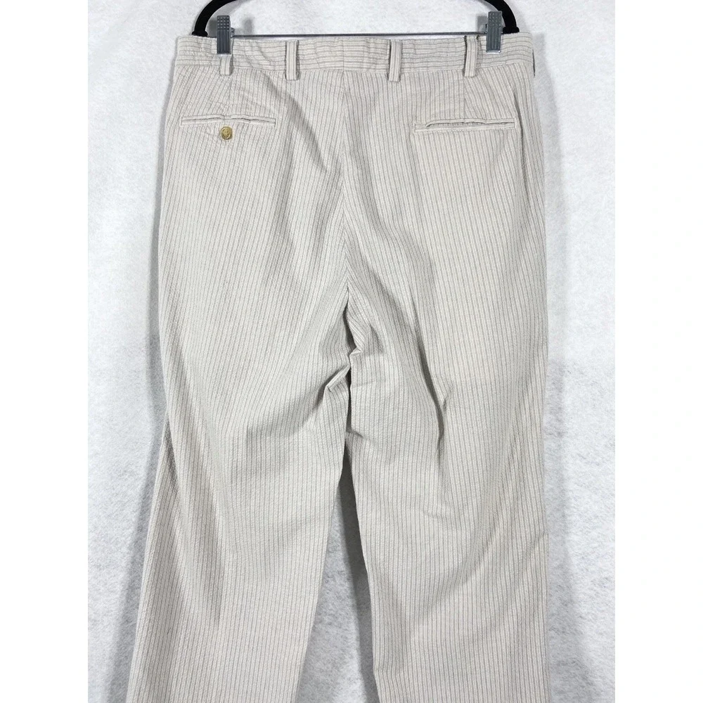 Bills Khakis Pants Mens 36x31 Gray Seersucker Pleated Front  Cotton Stipend New